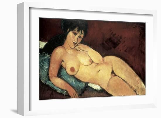 Nude on a Blue Cushion-Amedeo Modigliani-Framed Premium Giclee Print