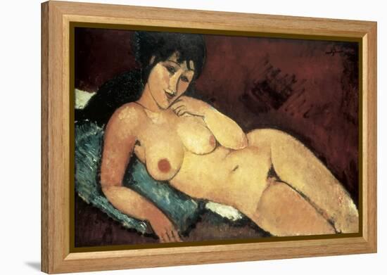 Nude on a Blue Cushion-Amedeo Modigliani-Framed Stretched Canvas