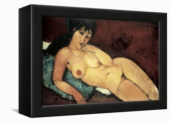 Nude on a Blue Cushion-Amedeo Modigliani-Framed Stretched Canvas