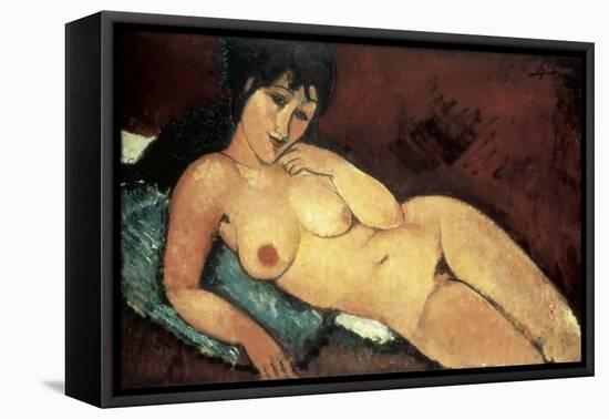 Nude on a Blue Cushion-Amedeo Modigliani-Framed Stretched Canvas