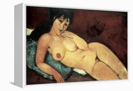 Nude on a Blue Cushion-Amedeo Modigliani-Framed Stretched Canvas