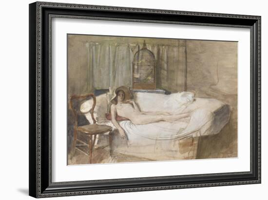 Nude on a Sofa, 1980-John Ward-Framed Giclee Print
