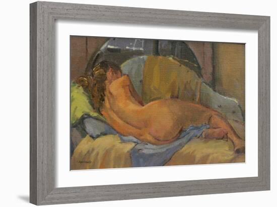 Nude on Chaise Longue, 2009-Pat Maclaurin-Framed Giclee Print