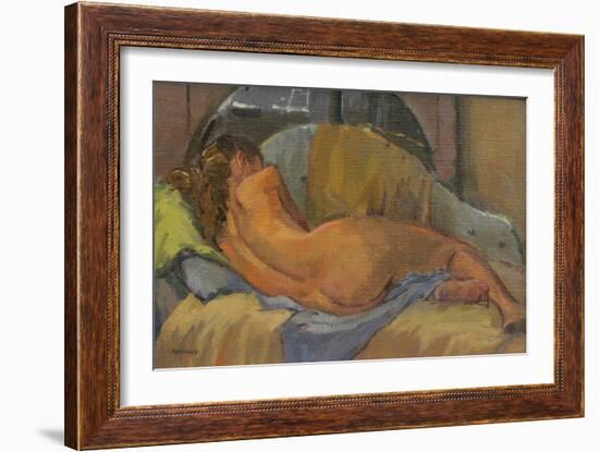 Nude on Chaise Longue, 2009-Pat Maclaurin-Framed Giclee Print