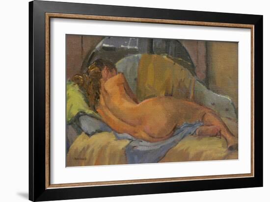 Nude on Chaise Longue, 2009-Pat Maclaurin-Framed Giclee Print