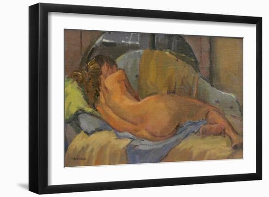 Nude on Chaise Longue, 2009-Pat Maclaurin-Framed Giclee Print