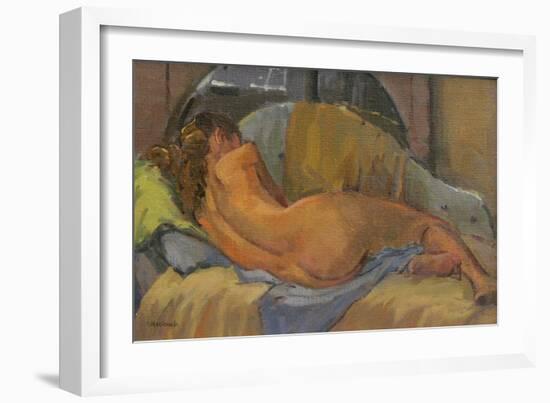 Nude on Chaise Longue, 2009-Pat Maclaurin-Framed Giclee Print