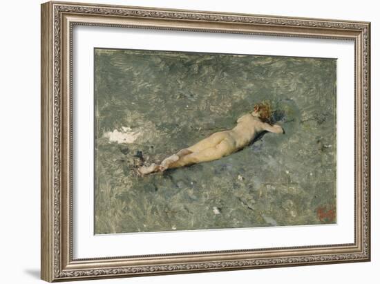 Nude on the Beach at Portici, 1874-Marià Fortuny-Framed Giclee Print