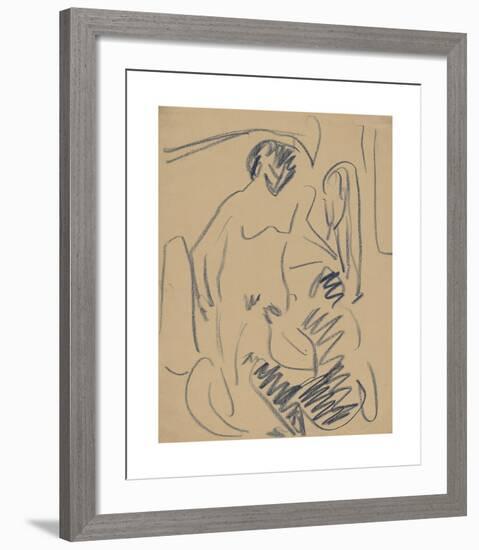 Nude on the Beach-Ernst Ludwig Kirchner-Framed Premium Giclee Print