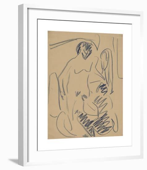 Nude on the Beach-Ernst Ludwig Kirchner-Framed Premium Giclee Print