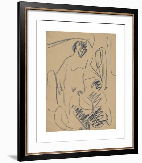 Nude on the Beach-Ernst Ludwig Kirchner-Framed Premium Giclee Print