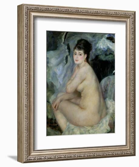 Nude, or Nude Seated on a Sofa, 1876-Pierre-Auguste Renoir-Framed Giclee Print