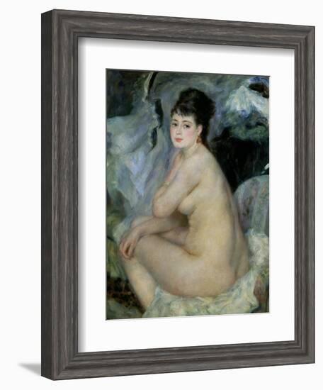 Nude, or Nude Seated on a Sofa, 1876-Pierre-Auguste Renoir-Framed Giclee Print