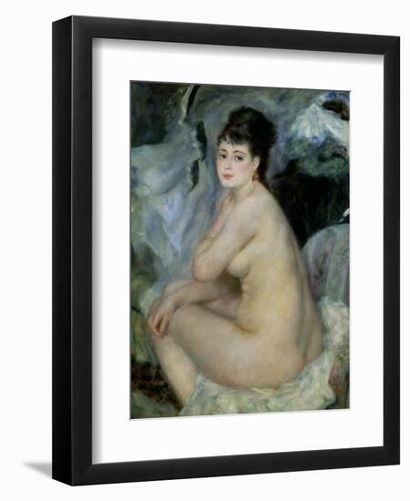 Nude, or Nude Seated on a Sofa, 1876-Pierre-Auguste Renoir-Framed Giclee Print