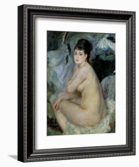 Nude, or Nude Seated on a Sofa, 1876-Pierre-Auguste Renoir-Framed Giclee Print