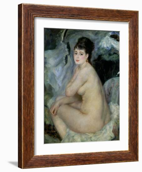 Nude, or Nude Seated on a Sofa, 1876-Pierre-Auguste Renoir-Framed Giclee Print