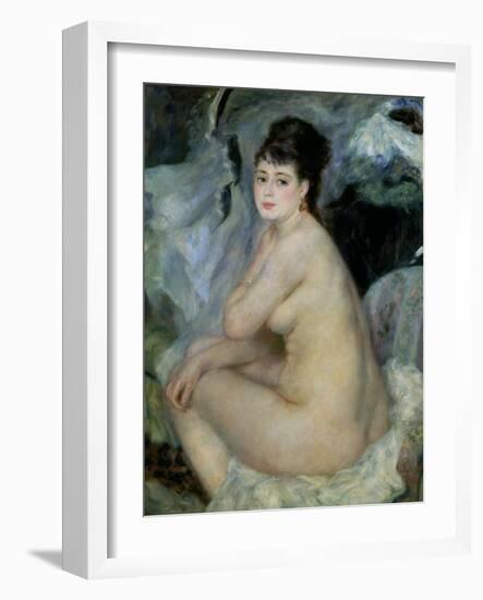 Nude, or Nude Seated on a Sofa, 1876-Pierre-Auguste Renoir-Framed Giclee Print