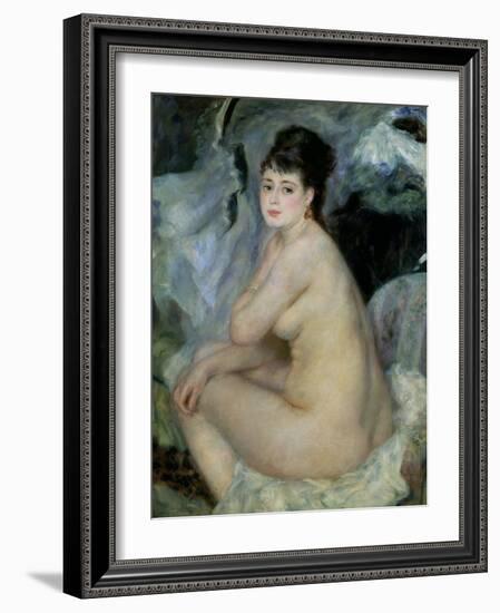 Nude, or Nude Seated on a Sofa, 1876-Pierre-Auguste Renoir-Framed Giclee Print