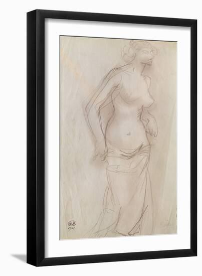 Nude (Pencil on Paper)-Auguste Rodin-Framed Giclee Print