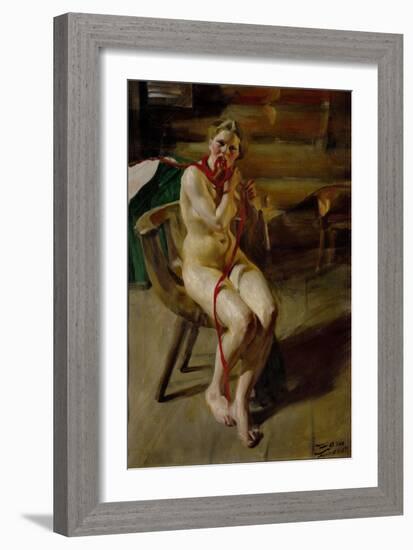 Nude pleating her hair. 1907-Anders Zorn-Framed Giclee Print