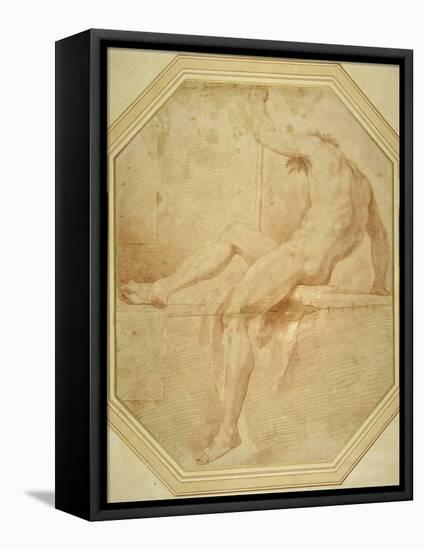 Nude Seated and Turning Away, Grasping a Staff in His Left Hand-Carlo Maratti-Framed Premier Image Canvas