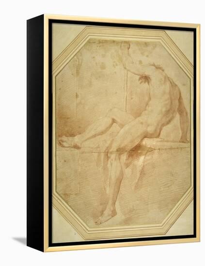 Nude Seated and Turning Away, Grasping a Staff in His Left Hand-Carlo Maratti-Framed Premier Image Canvas