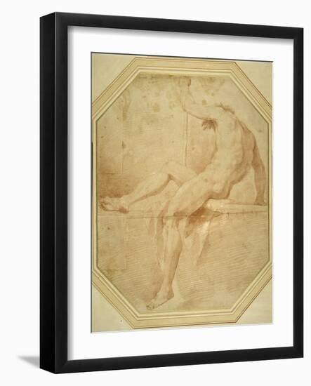 Nude Seated and Turning Away, Grasping a Staff in His Left Hand-Carlo Maratti-Framed Giclee Print