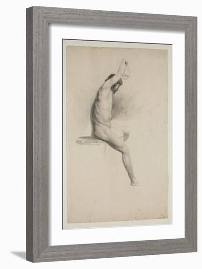 Nude Seated Male Figure, C.1832 (Pencil on Paper)-Thomas Cole-Framed Giclee Print