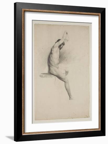 Nude Seated Male Figure, C.1832 (Pencil on Paper)-Thomas Cole-Framed Giclee Print