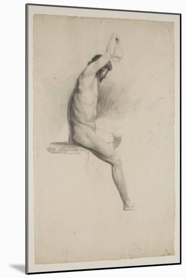 Nude Seated Male Figure, C.1832 (Pencil on Paper)-Thomas Cole-Mounted Giclee Print