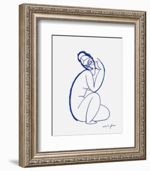 Nude Seated on Left Leg-Amedeo Modigliani-Framed Art Print