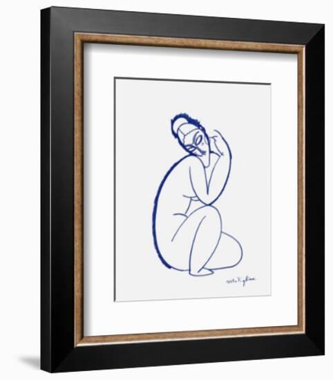 Nude Seated on Left Leg-Amedeo Modigliani-Framed Art Print