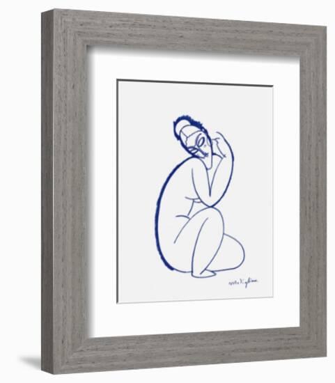 Nude Seated on Left Leg-Amedeo Modigliani-Framed Art Print