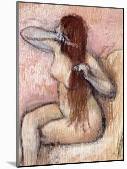 Nude Seated Woman Arranging her Hair-Edgar Degas-Mounted Giclee Print