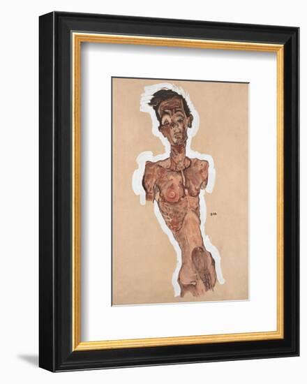 Nude Self-Portrait-Egon Schiele-Framed Art Print