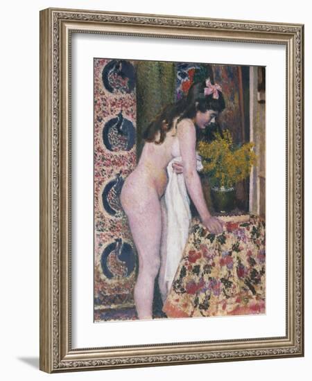 Nude Smelling the Flowers, Nu Sens Les Fleurs-Georges Lemmen-Framed Giclee Print