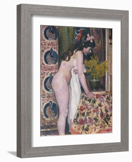 Nude Smelling the Flowers, Nu Sens Les Fleurs-Georges Lemmen-Framed Giclee Print