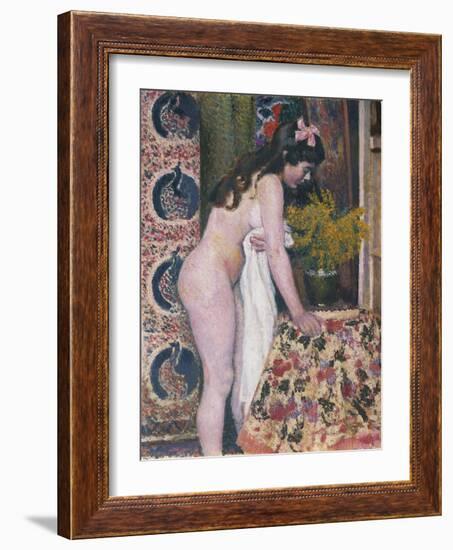 Nude Smelling the Flowers, Nu Sens Les Fleurs-Georges Lemmen-Framed Giclee Print