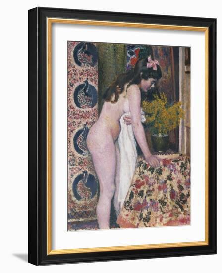 Nude Smelling the Flowers, Nu Sens Les Fleurs-Georges Lemmen-Framed Giclee Print