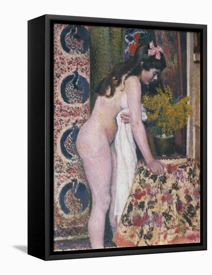 Nude Smelling the Flowers, Nu Sens Les Fleurs-Georges Lemmen-Framed Premier Image Canvas