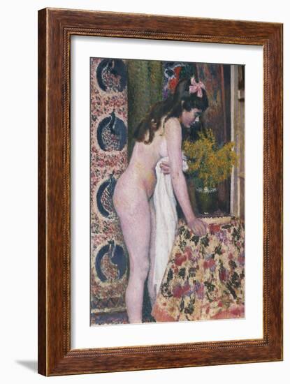 Nude Smelling the Flowers, Nu Sens Les Fleurs-Georges Lemmen-Framed Giclee Print