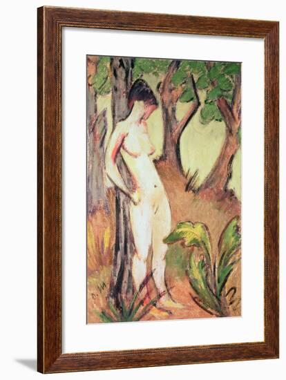 Nude Standing Against a Tree-Otto Muller-Framed Giclee Print