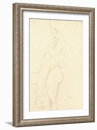 Nude Standing Left, Holding a Towel to the Body, 1917-Gustav Klimt-Framed Giclee Print