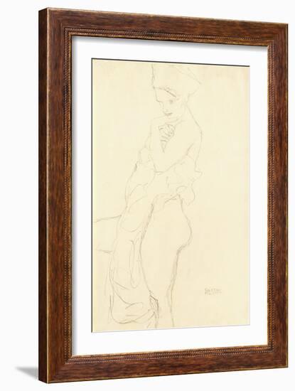 Nude Standing Left, Holding a Towel to the Body, 1917-Gustav Klimt-Framed Giclee Print