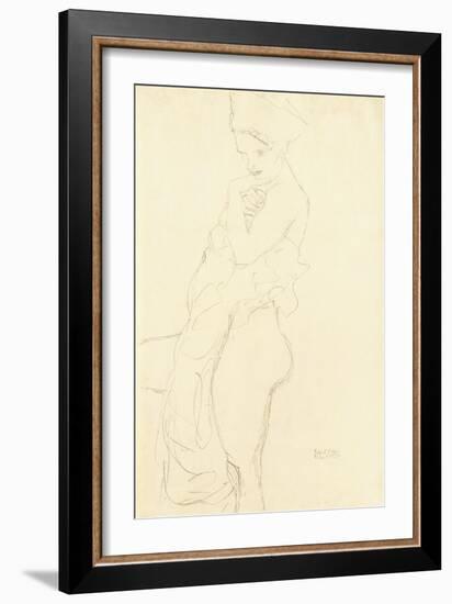 Nude Standing Left, Holding a Towel to the Body, 1917-Gustav Klimt-Framed Giclee Print