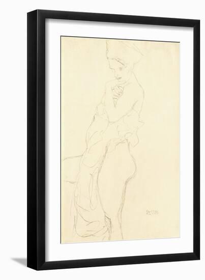 Nude Standing Left, Holding a Towel to the Body, 1917-Gustav Klimt-Framed Giclee Print