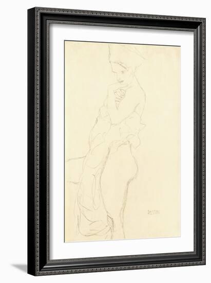 Nude Standing Left, Holding a Towel to the Body, 1917-Gustav Klimt-Framed Giclee Print