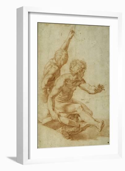 Nude Studies for St. Andrew and Another Apostle in 'The Transfiguration', C.1517 (Red Chalk over St-Raphael (1483-1520)-Framed Giclee Print