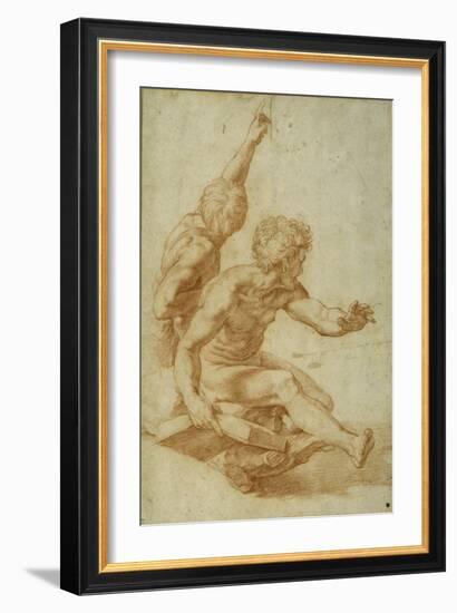 Nude Studies for St. Andrew and Another Apostle in 'The Transfiguration', C.1517 (Red Chalk over St-Raphael (1483-1520)-Framed Giclee Print