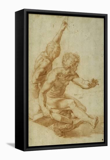 Nude Studies for St. Andrew and Another Apostle in 'The Transfiguration', C.1517 (Red Chalk over St-Raphael (1483-1520)-Framed Premier Image Canvas